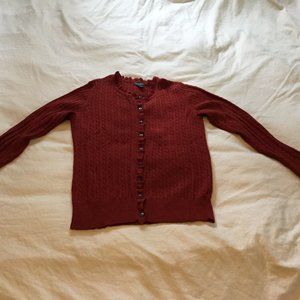 Eddie Bauer rust orange cable ruffle cardigan - S